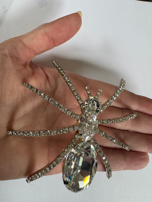 1980s jumbo rhinestone spider brooch