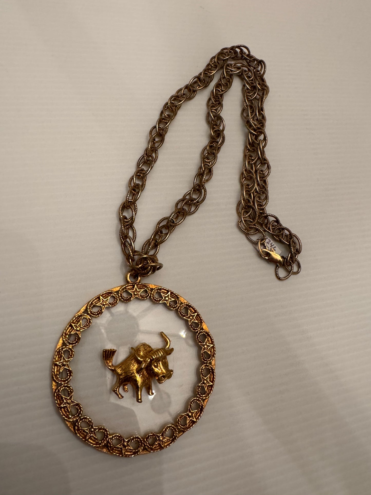 1970s groovy Taurus pendant necklace