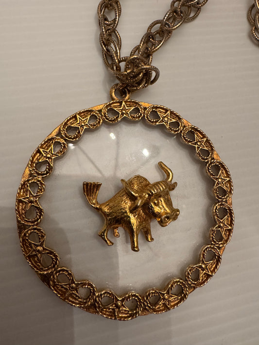 1970s groovy Taurus pendant necklace