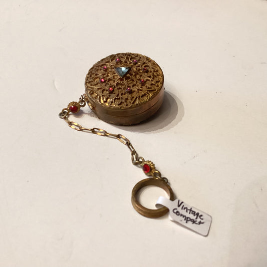 Vintage Rhinestone Jeweled Powder Compact Chatelaine. Oscar worthy!