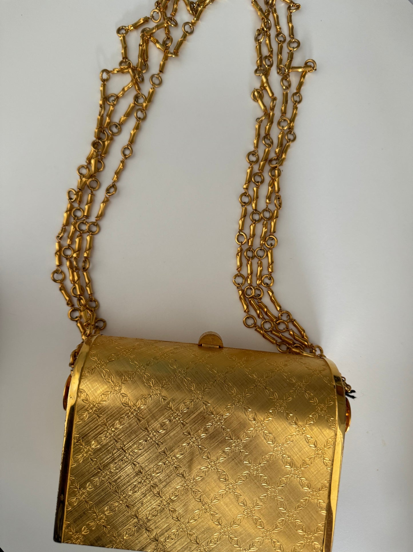 1980s multi chain gold hard top stunning handbag