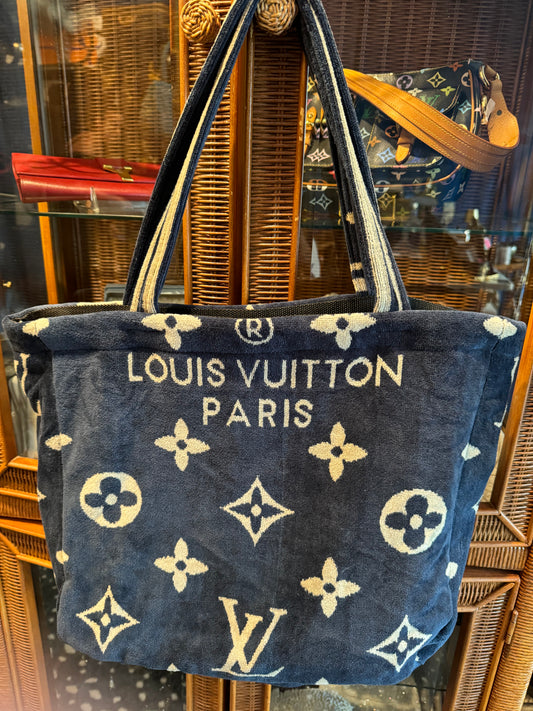 Vintage Louis Vuitton navy and tan machine washable beach/diaper bag