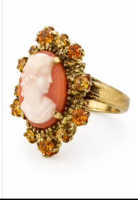 Gorgeous vintage cameo and rhinestone ring