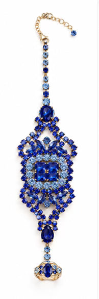 Gorgeous 1980s signed Bijoux blue glass rhinestone bracelet