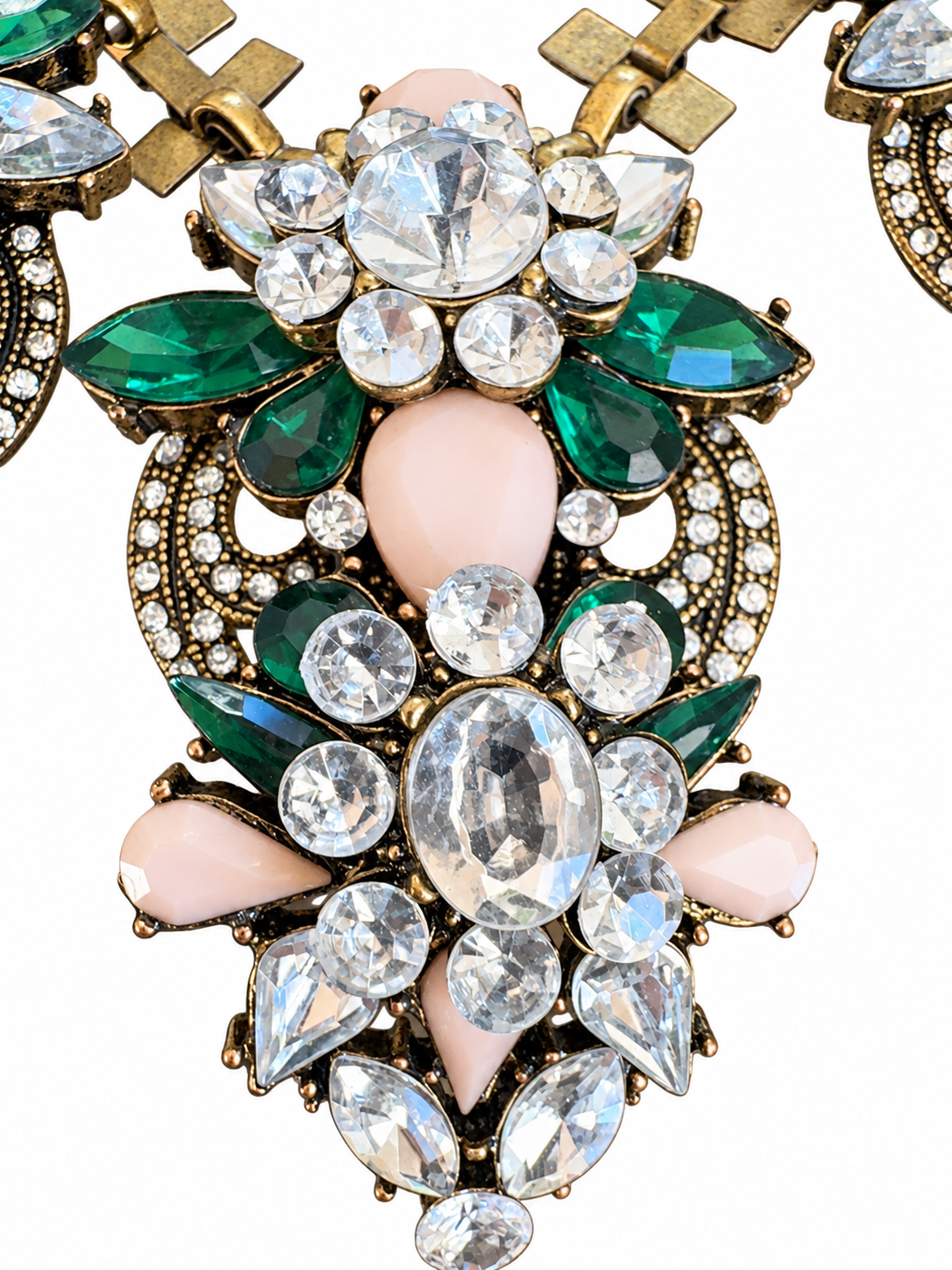 1950s or earlier beautiful rhinestone necklace, possibly repurposed on a 1970s chain ￼