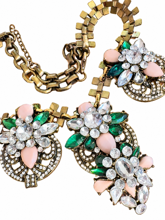 1950s or earlier beautiful rhinestone necklace, possibly repurposed on a 1970s chain ￼