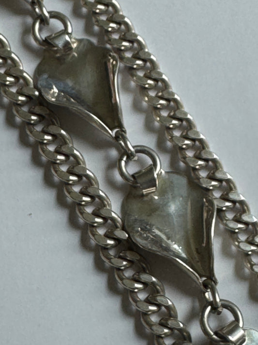 1940s signed NAPIER sterling silver three chain bracelet.