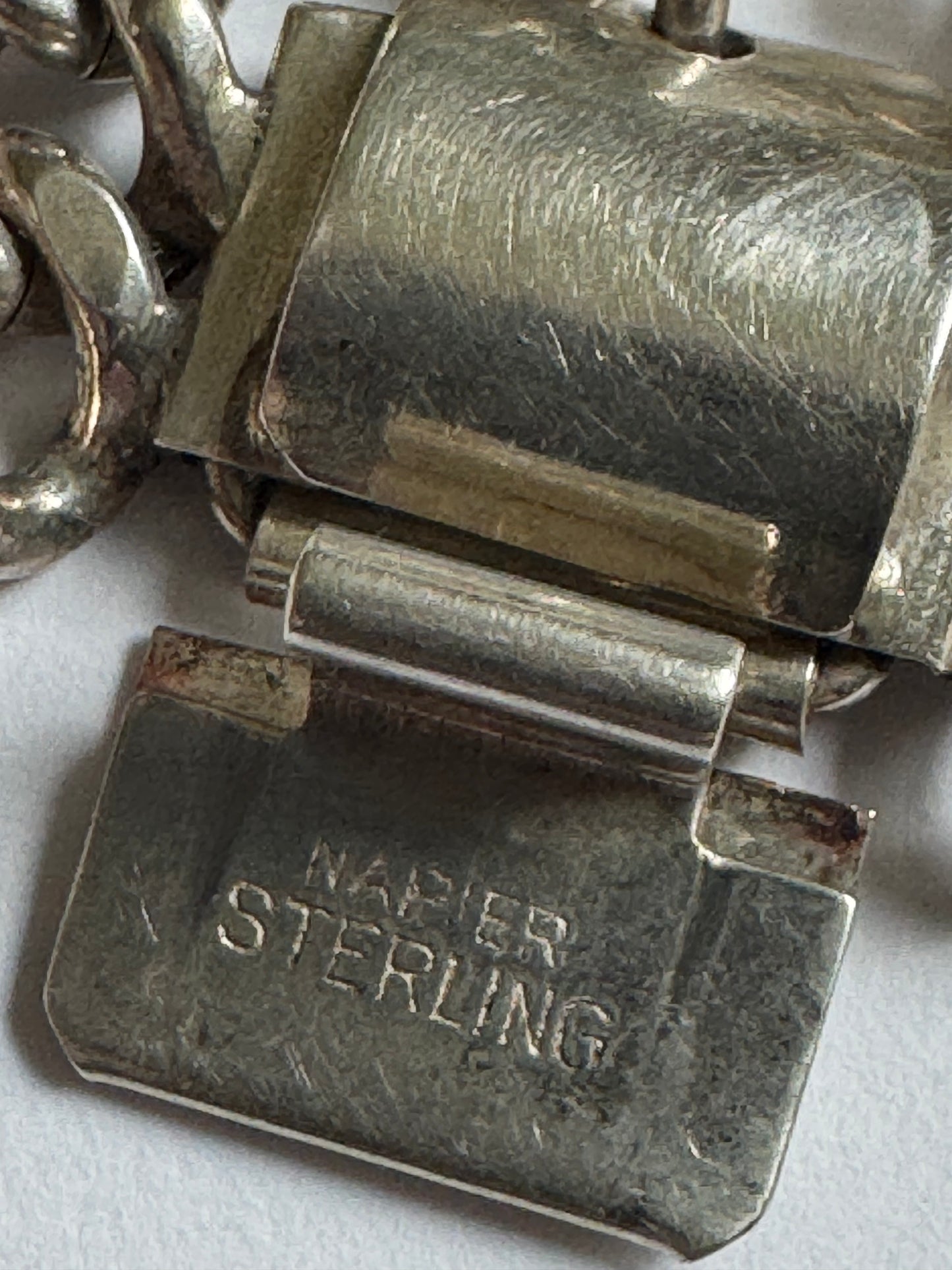 1940s signed NAPIER sterling silver three chain bracelet.