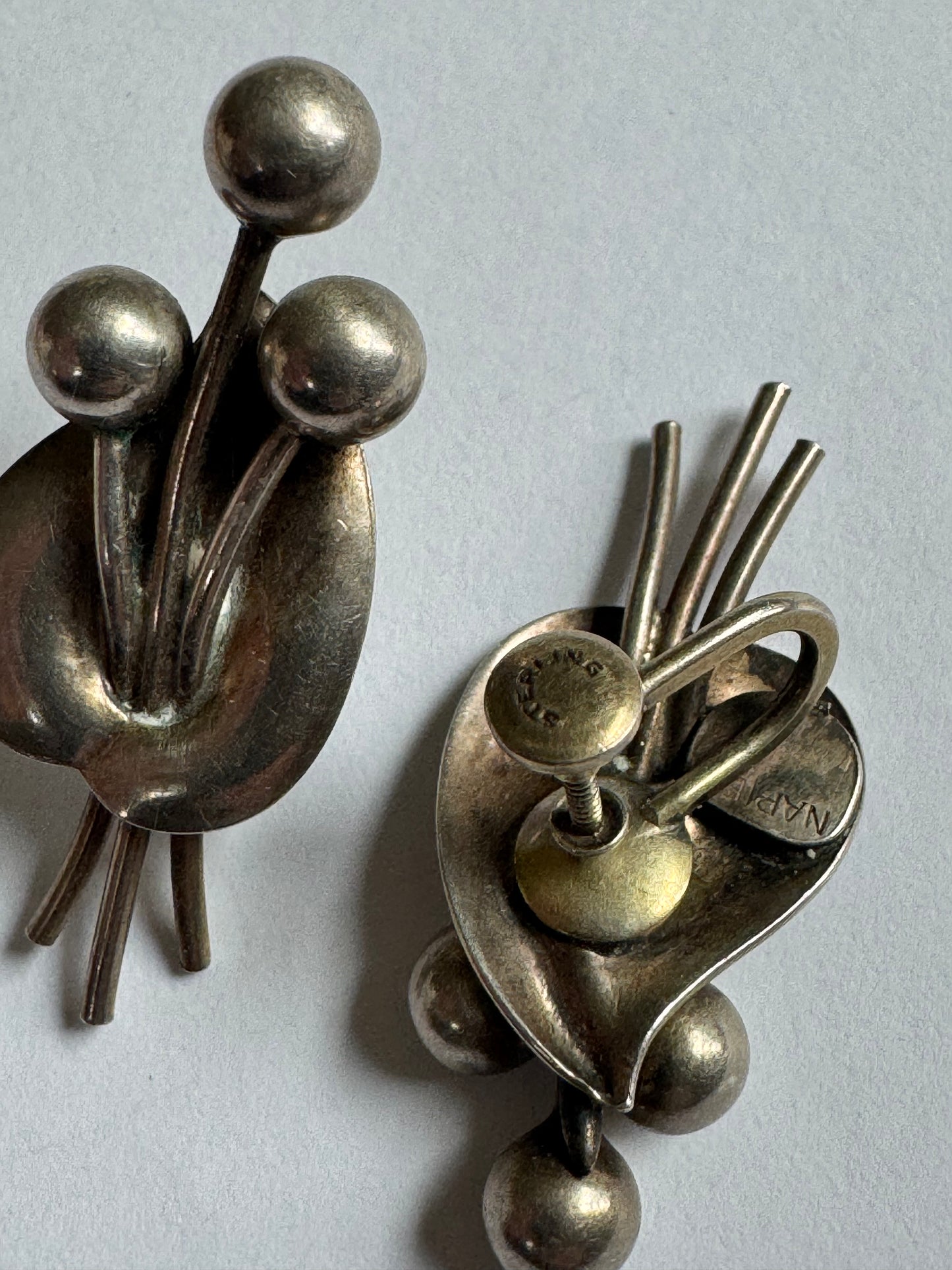 1940s signed NAPIER Sterling silver screw back earrings