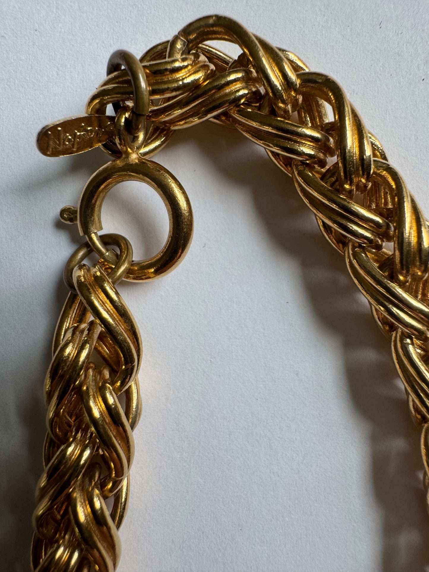 1980s gold tone, heavyweight braided signed NAPIER necklace