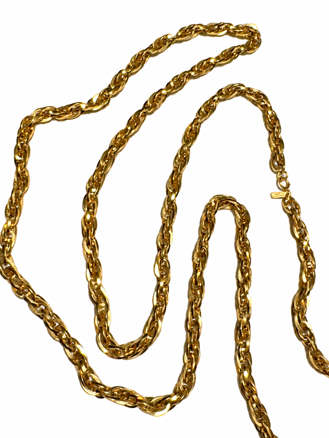 Gorgeous heavy weight vintage extra long signed MONET gold tone link chain