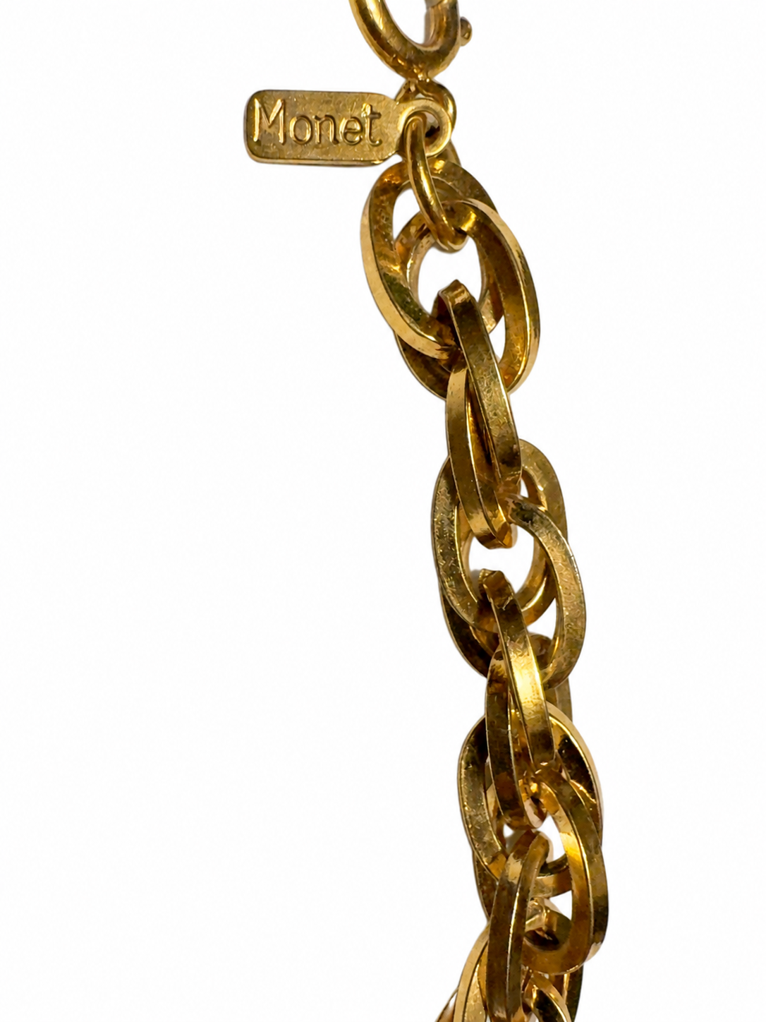 Gorgeous heavy weight vintage extra long signed MONET gold tone link chain