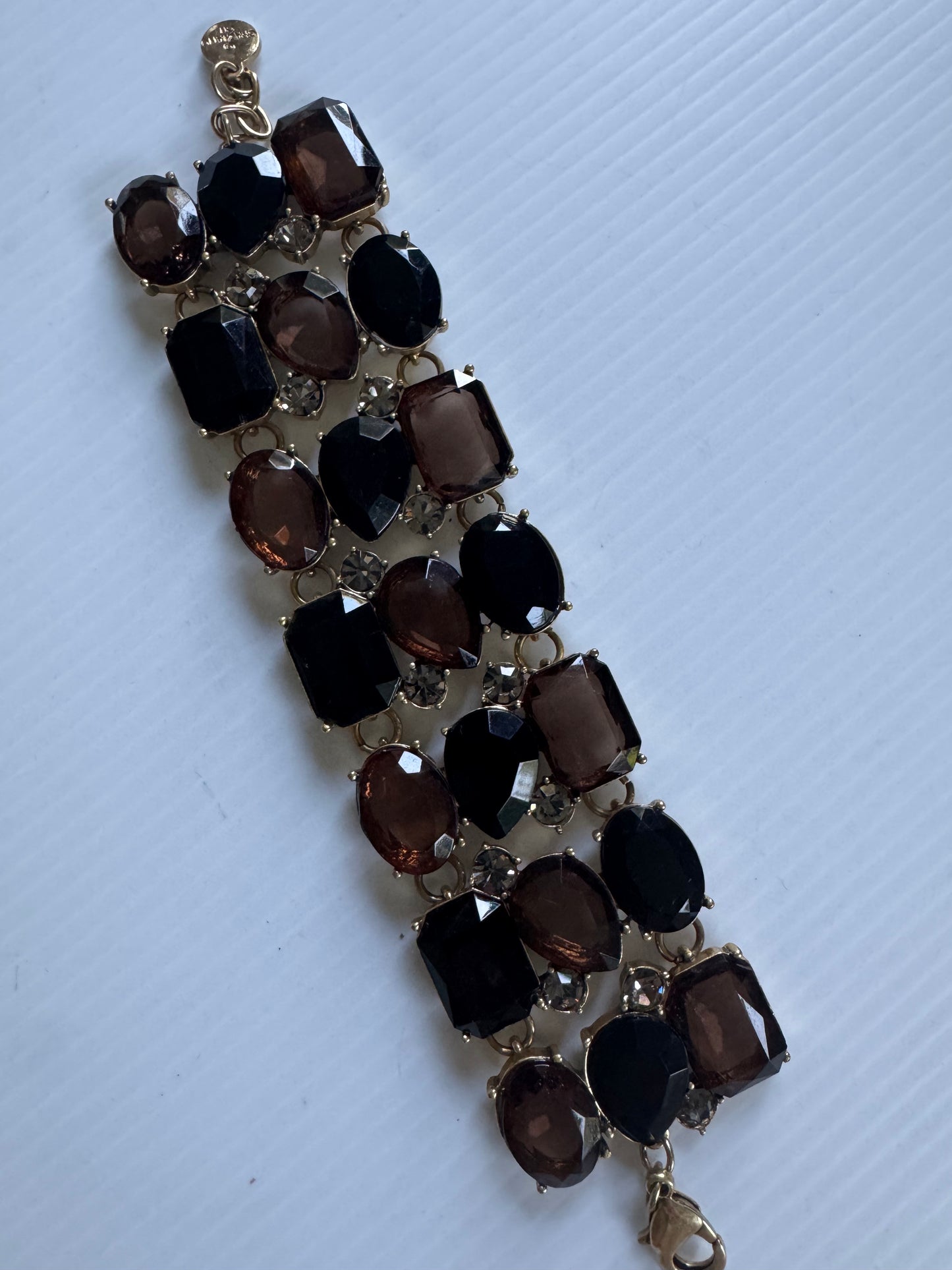 Vintage RJ Graziano black and brown resin stone bracelet