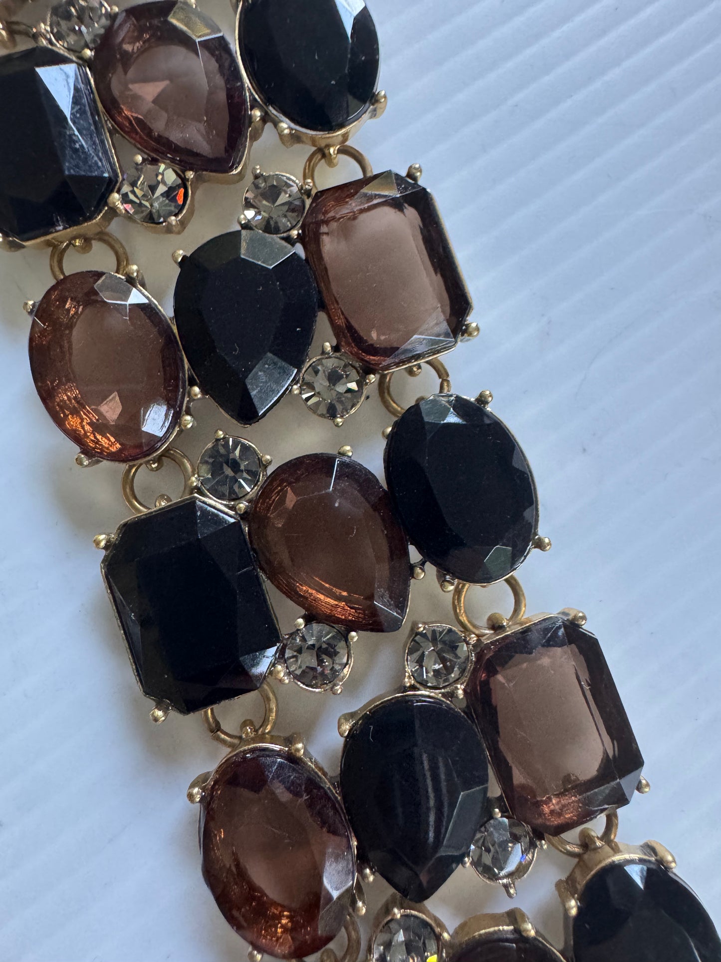 Vintage RJ Graziano black and brown resin stone bracelet