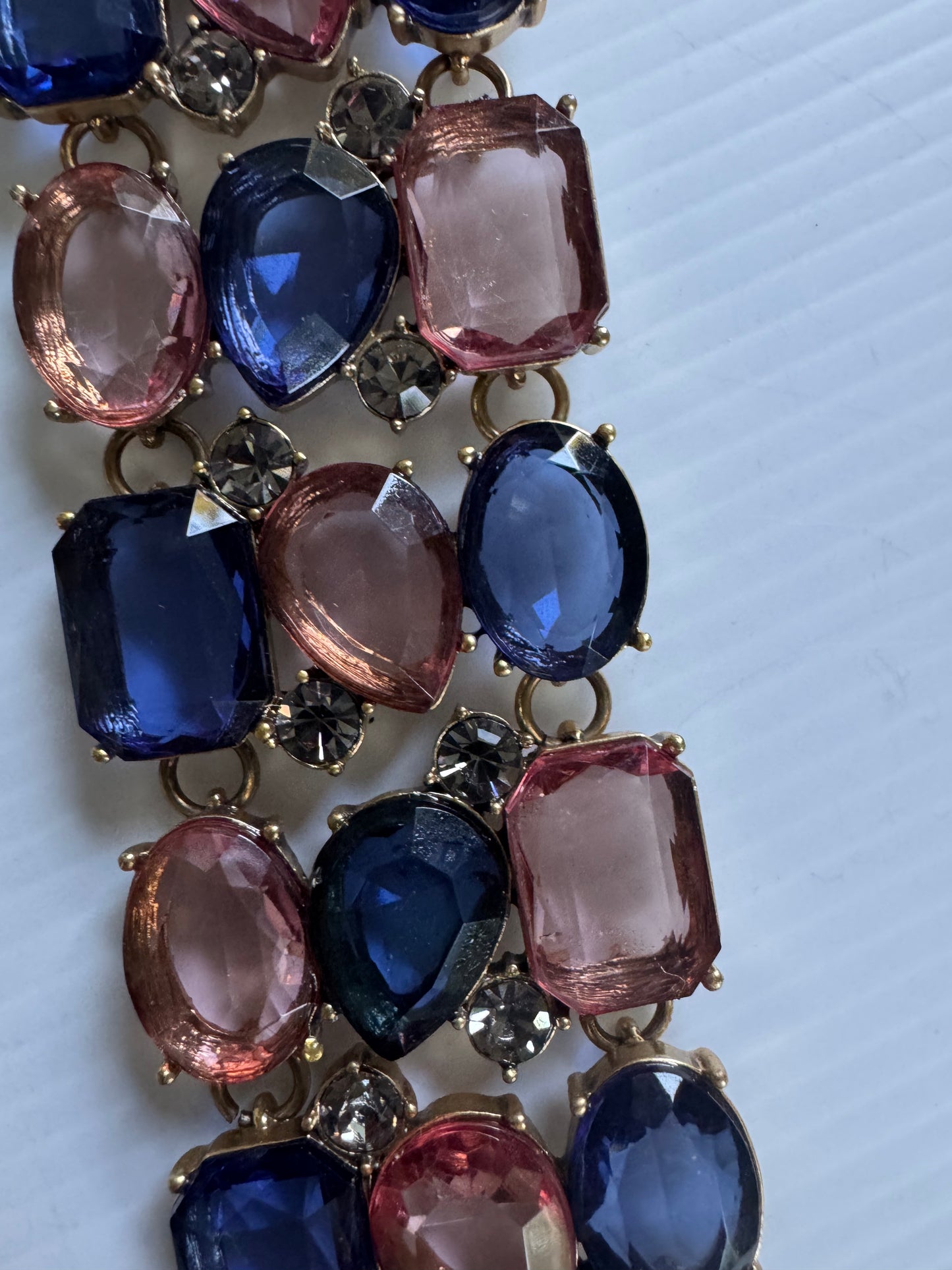 Vintage RJ Graziano resin stone bracelet in pink and blue