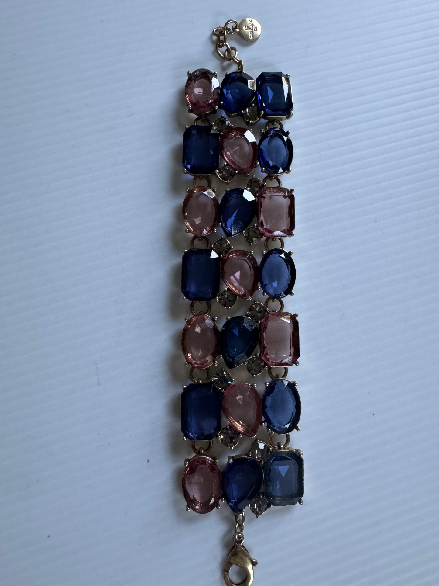 Vintage RJ Graziano resin stone bracelet in pink and blue