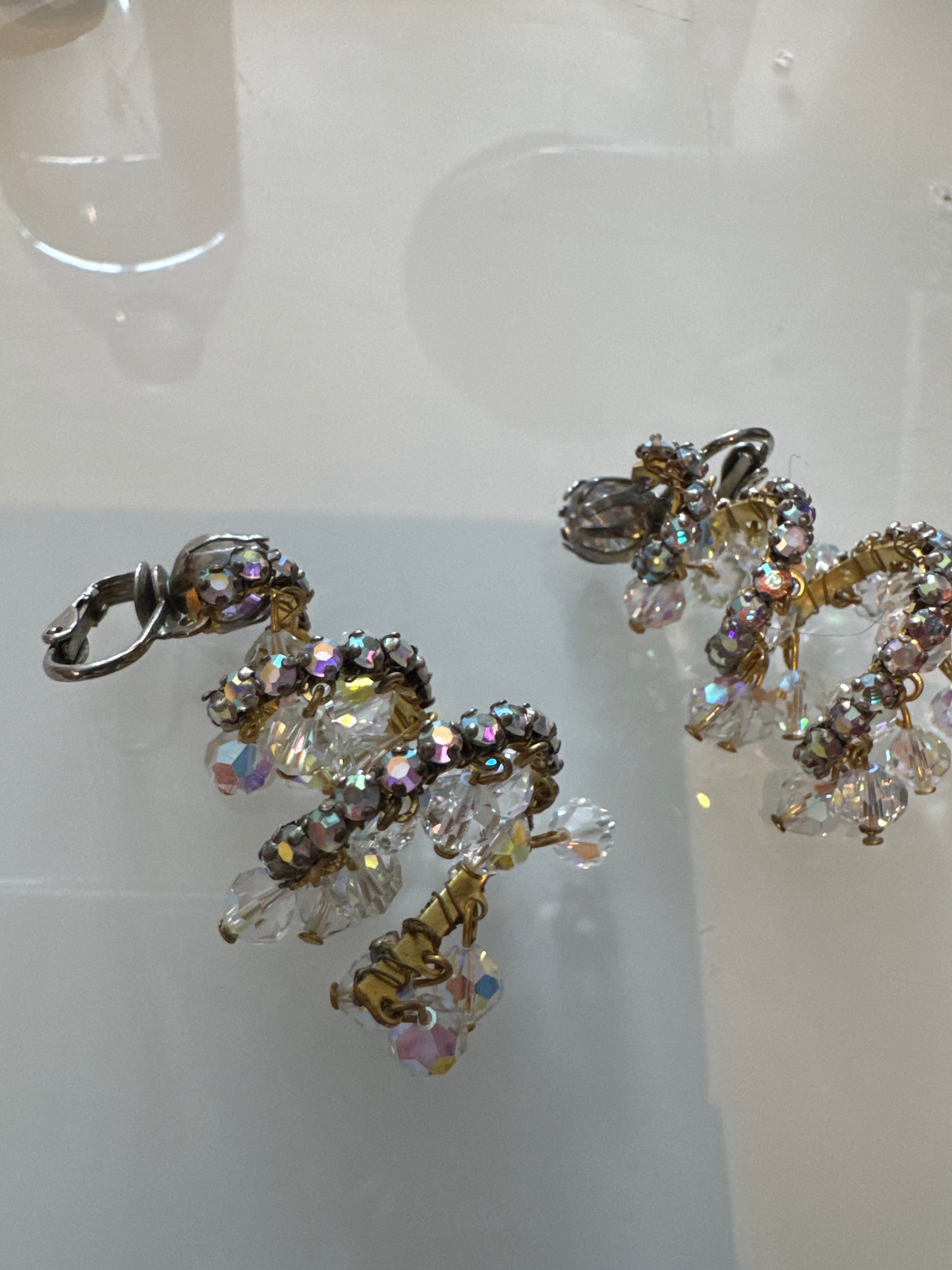 1950s circular spiral rhinestone earrings