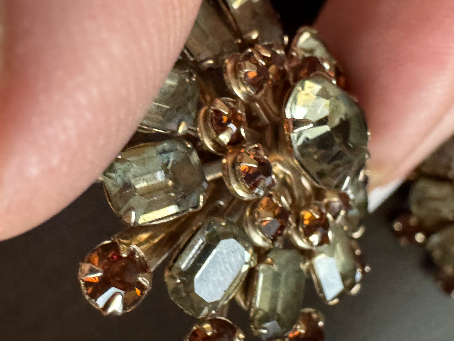 Beautiful unsigned Juliana rhinestone earrings from 1950s