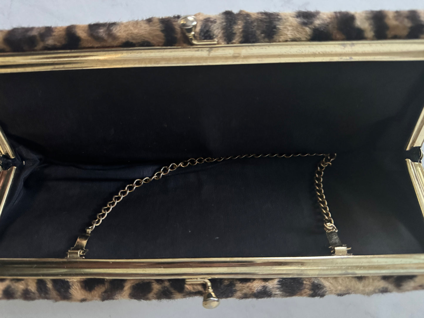 1950s faux leopard convertible clutch