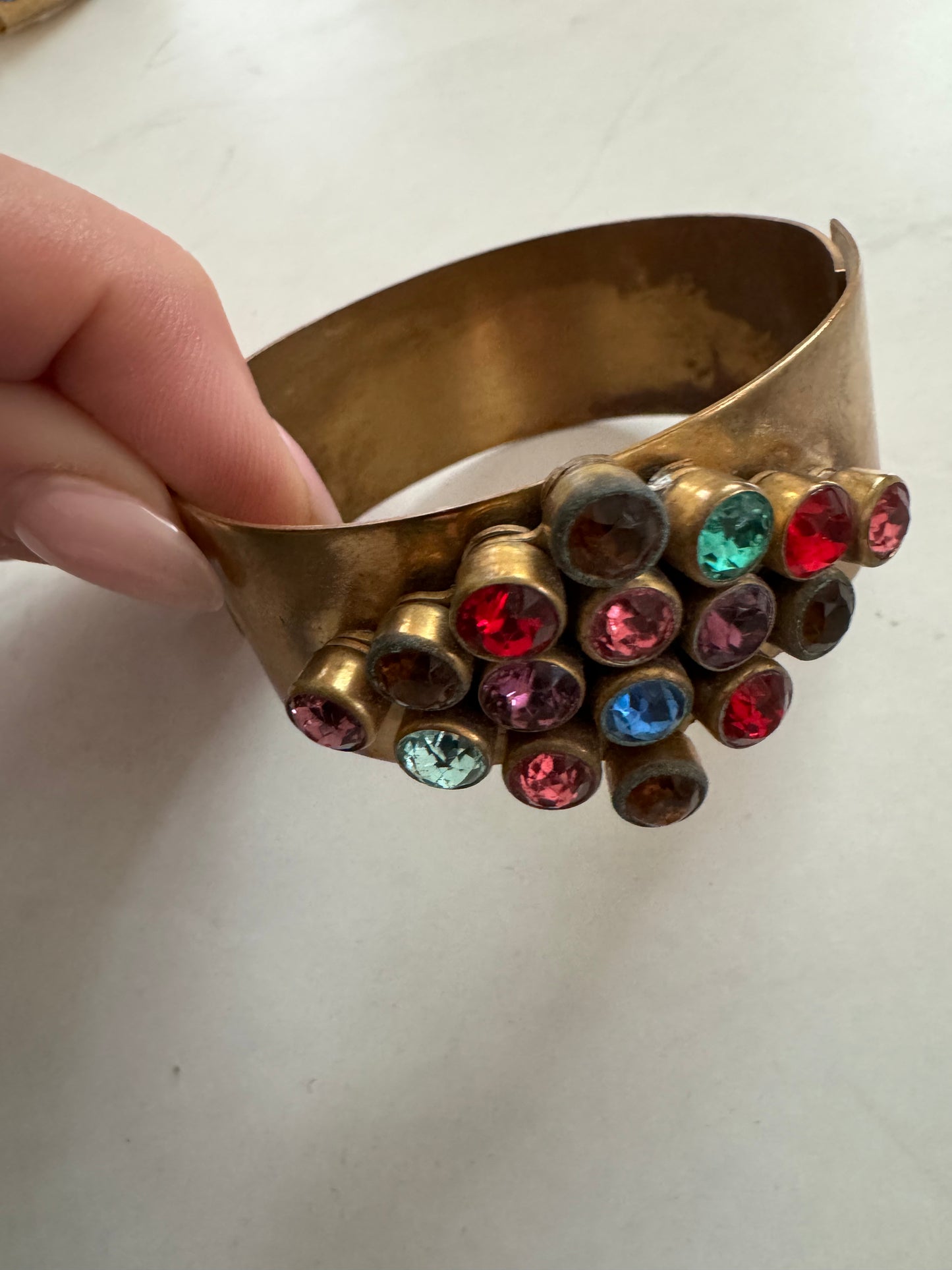 1940s art deco rhinestone cuff bracelet