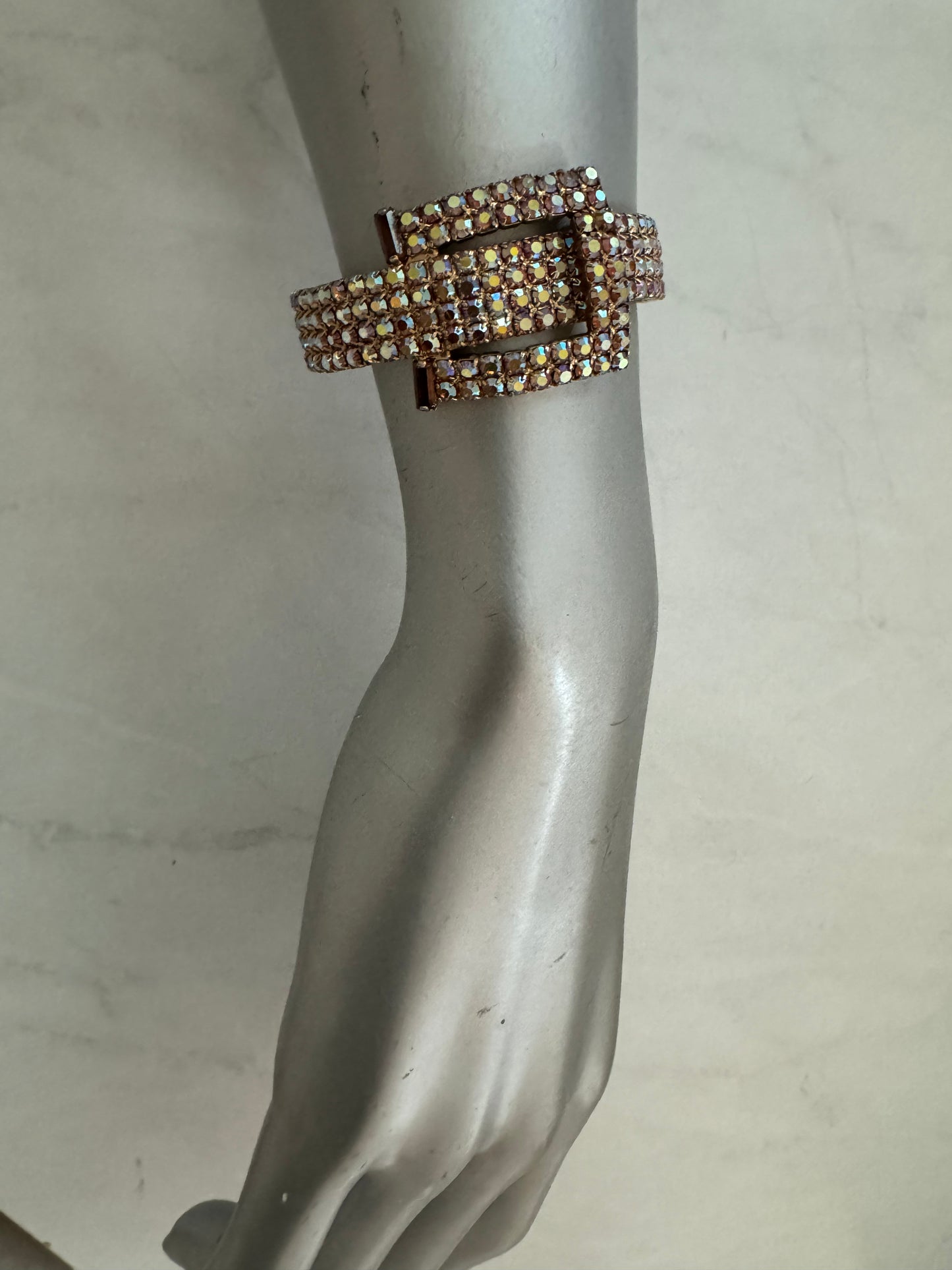 1970s rhinestone belt clamper bracelet