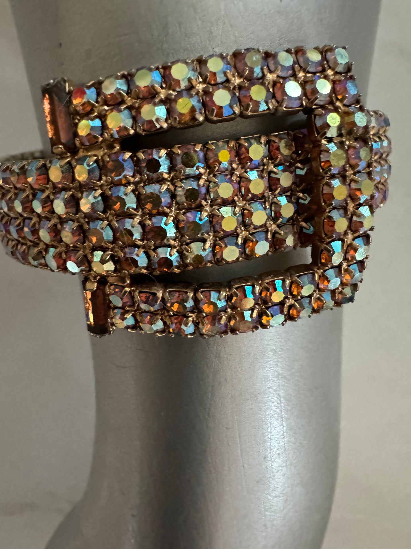 1970s rhinestone belt clamper bracelet