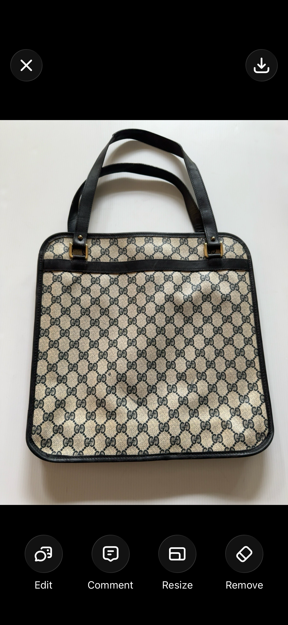 1980s Vintage Gucci tote with outside pocket and shoulder strap. See photos.