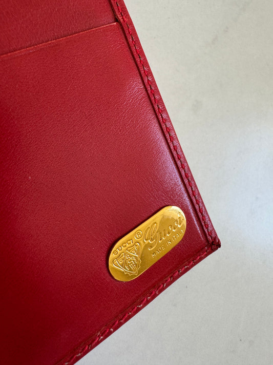 1970s Gucci red wallet with Gold GG clasp