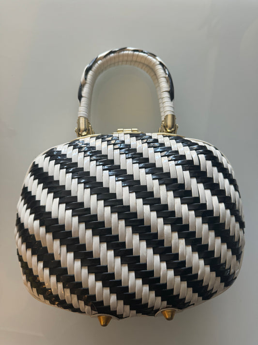 1950s Walborg with black and white rattan