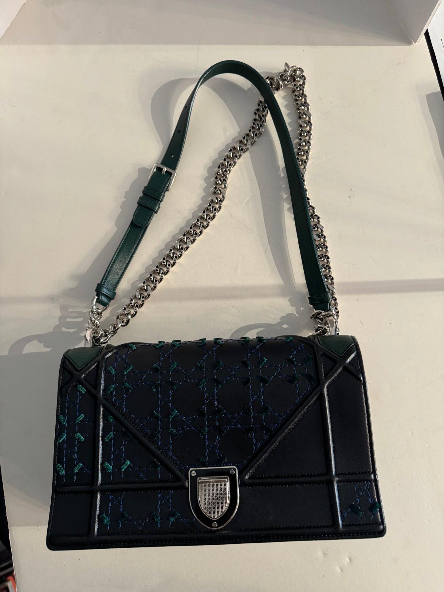 Chanel cross body bag with chain top handle and leather / chain cross body strap