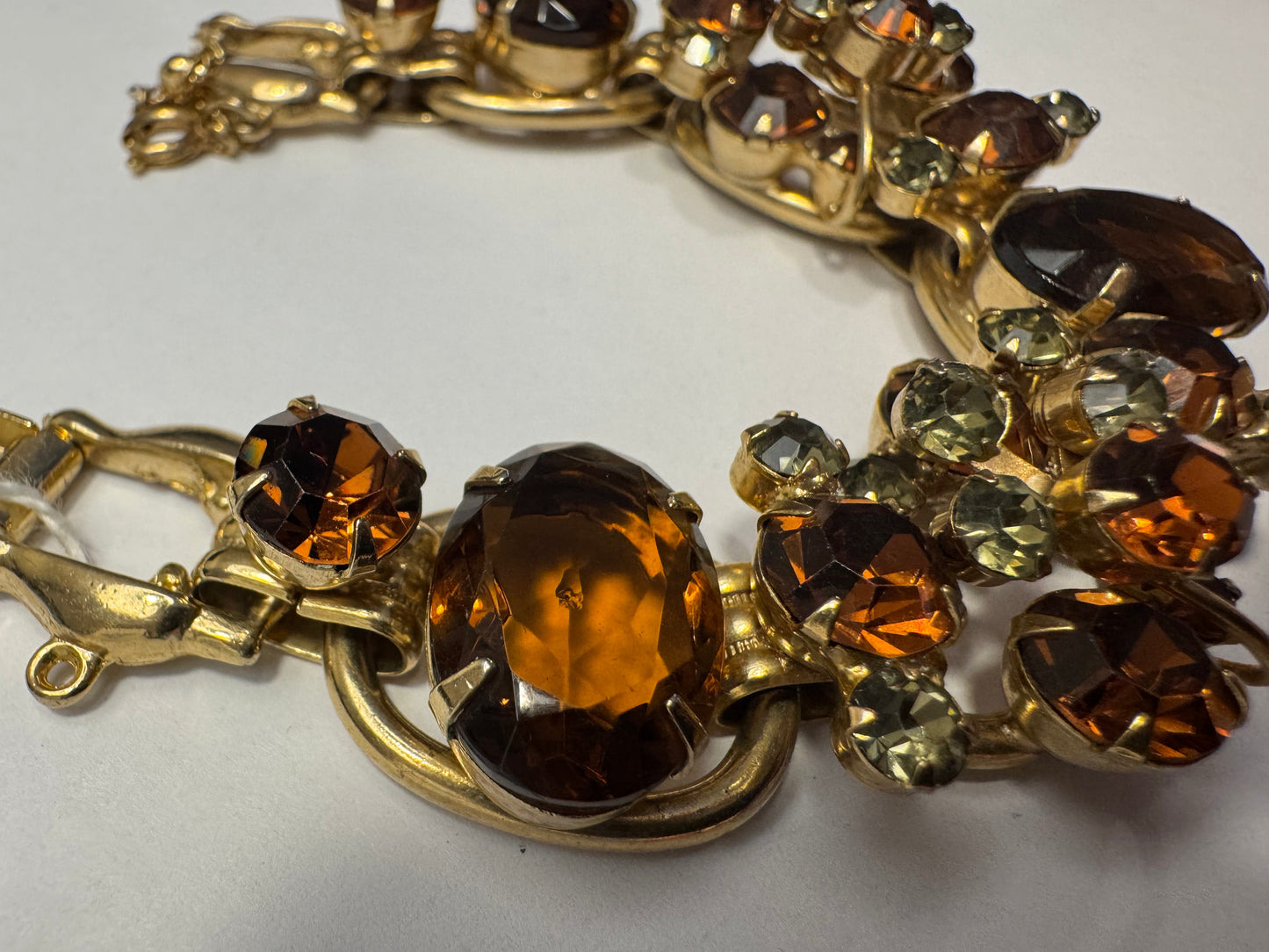 1950's RARE Juliana (D&E) Amber & Peridot Rhinestone Bracelet jackpot