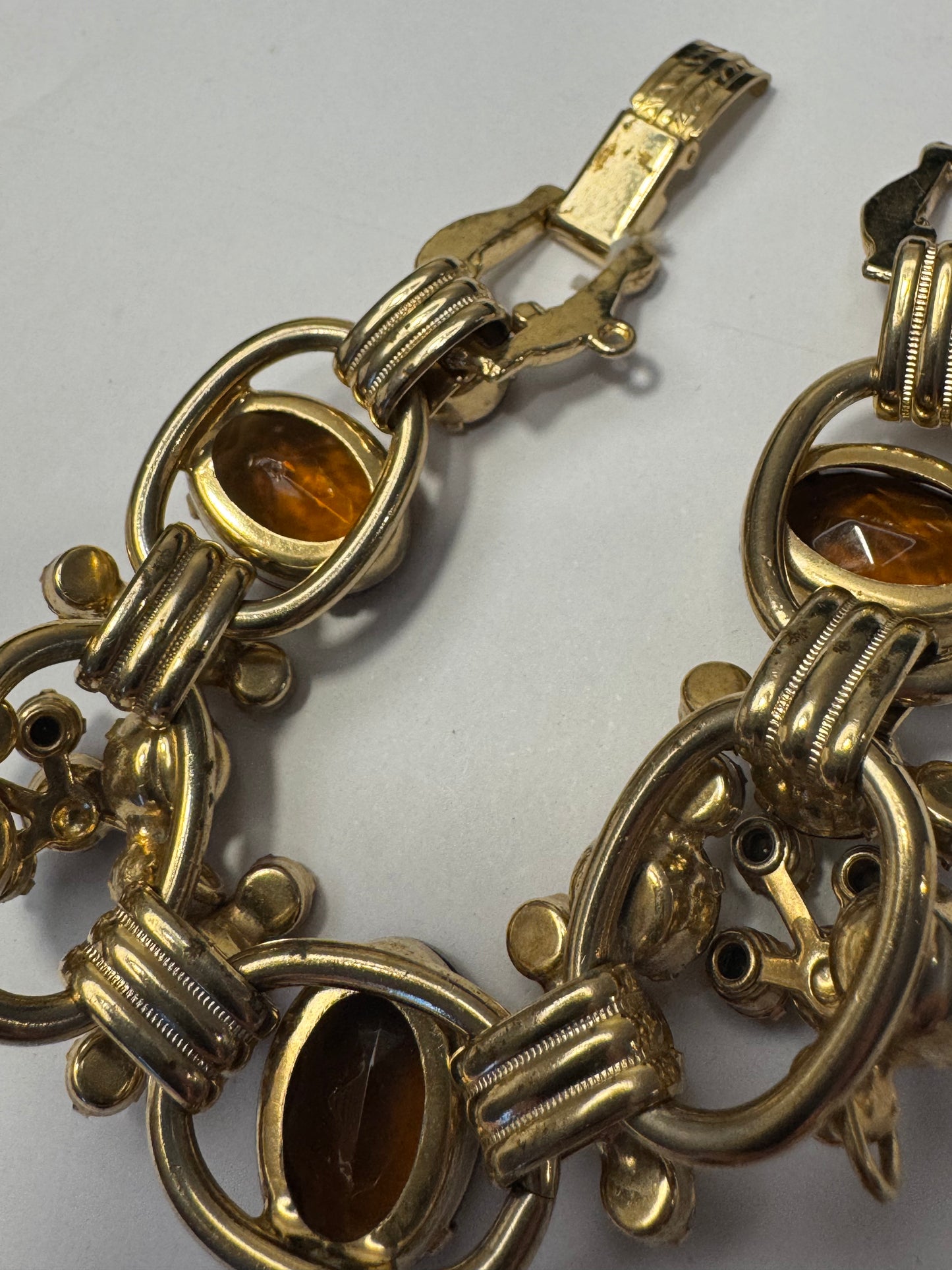 1950's RARE Juliana (D&E) Amber & Peridot Rhinestone Bracelet jackpot