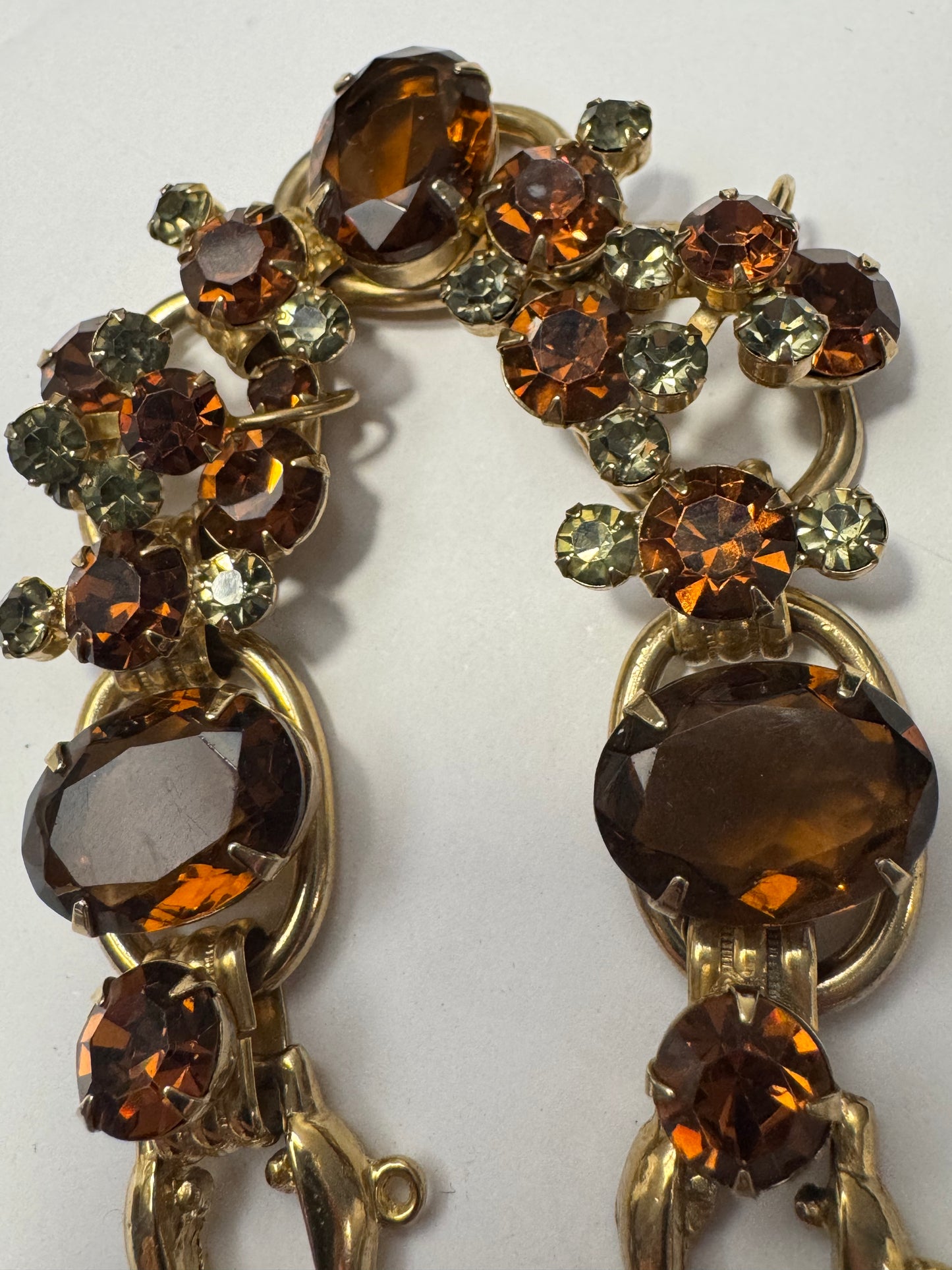 1950's RARE Juliana (D&E) Amber & Peridot Rhinestone Bracelet jackpot