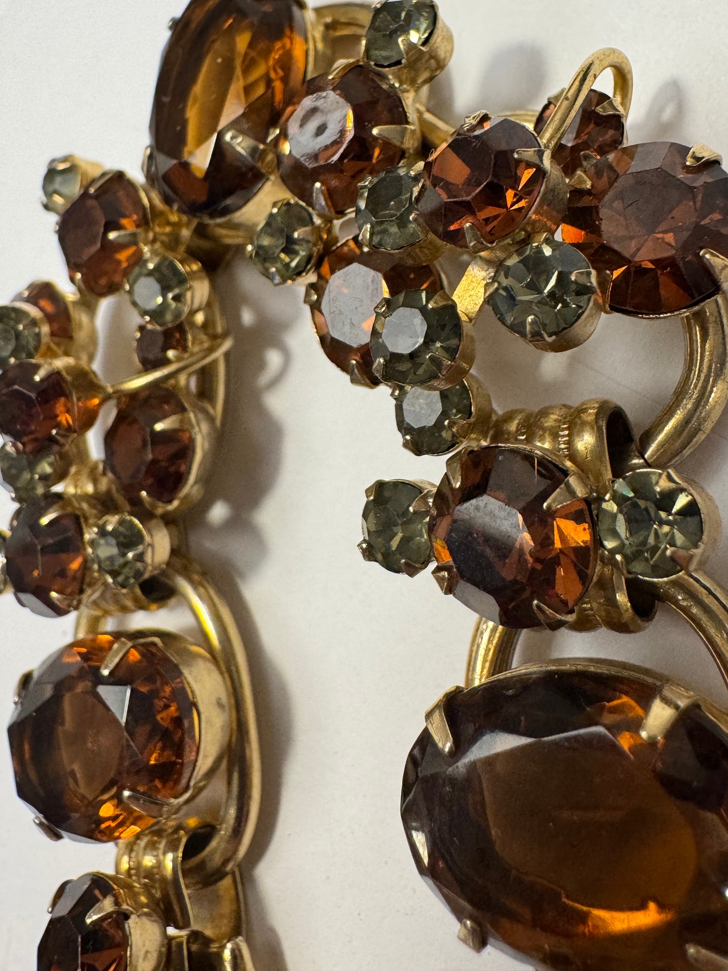 1950's RARE Juliana (D&E) Amber & Peridot Rhinestone Bracelet jackpot