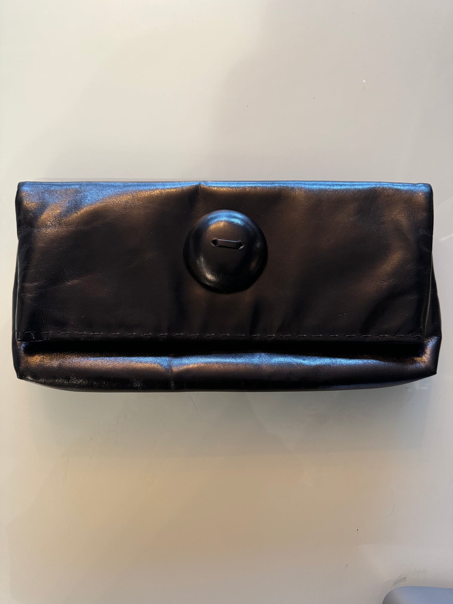 Vintage Barneys New York fold over black button clutch. Never worn