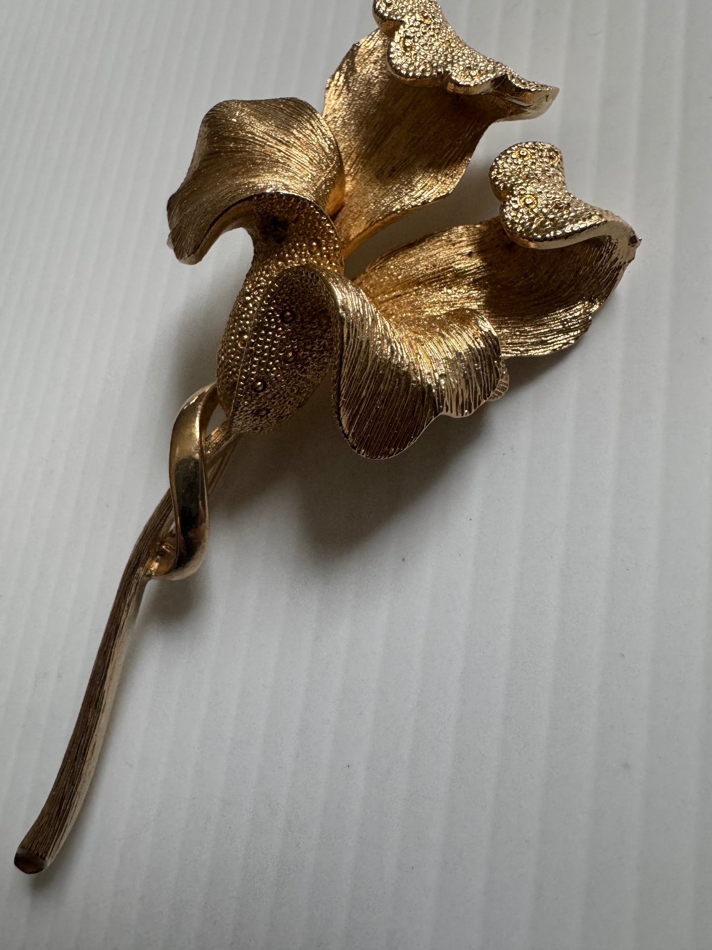 1950s signed CORO gold tone, 3-D flower brooch