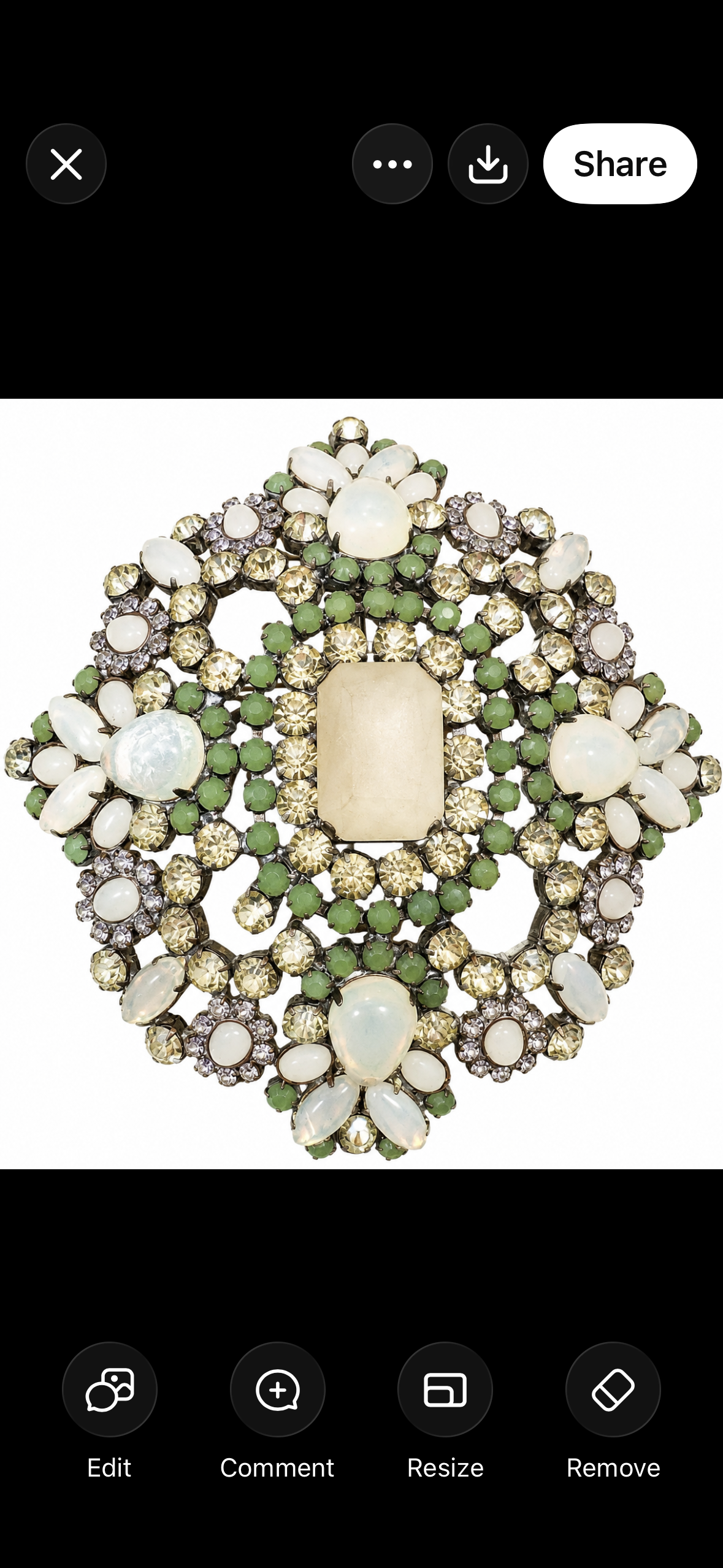 1950s Monumental Bijoux M.G. Czechoslovakian Opaline & Czech Glass Statement Brooch