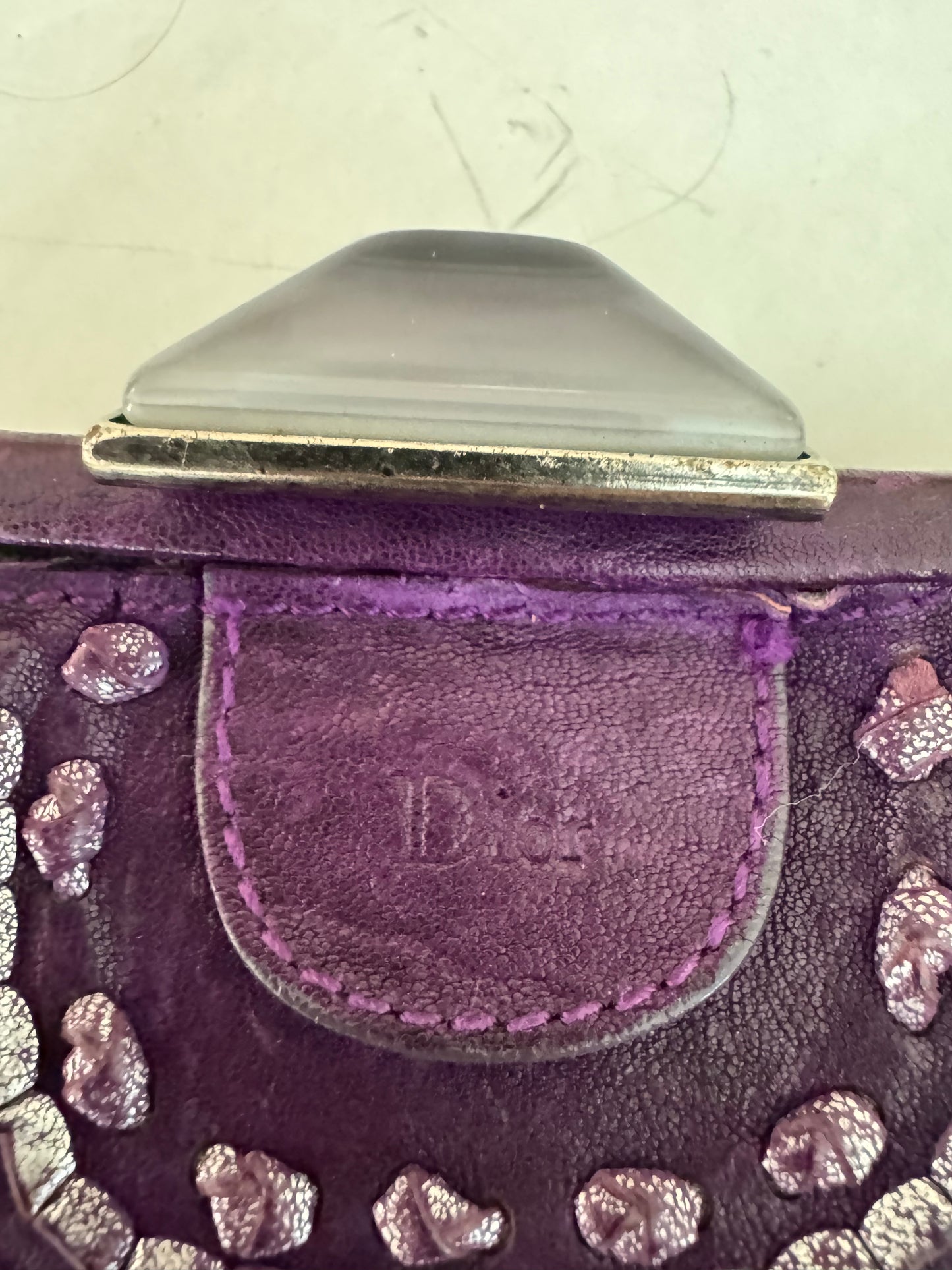 Dior Purple leather clutch with dust bag