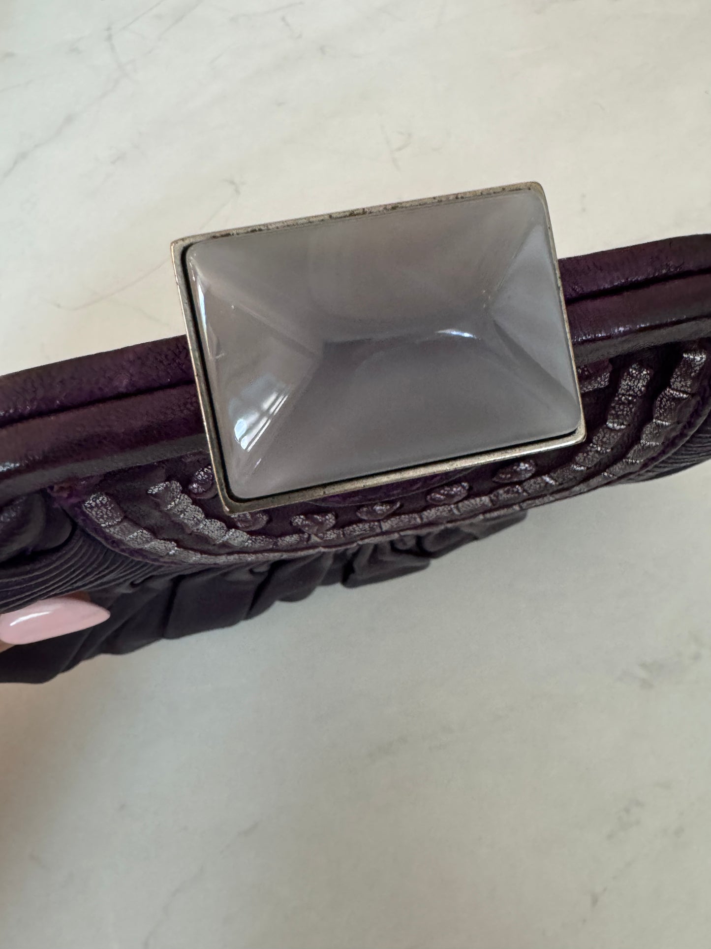 Dior Purple leather clutch with dust bag