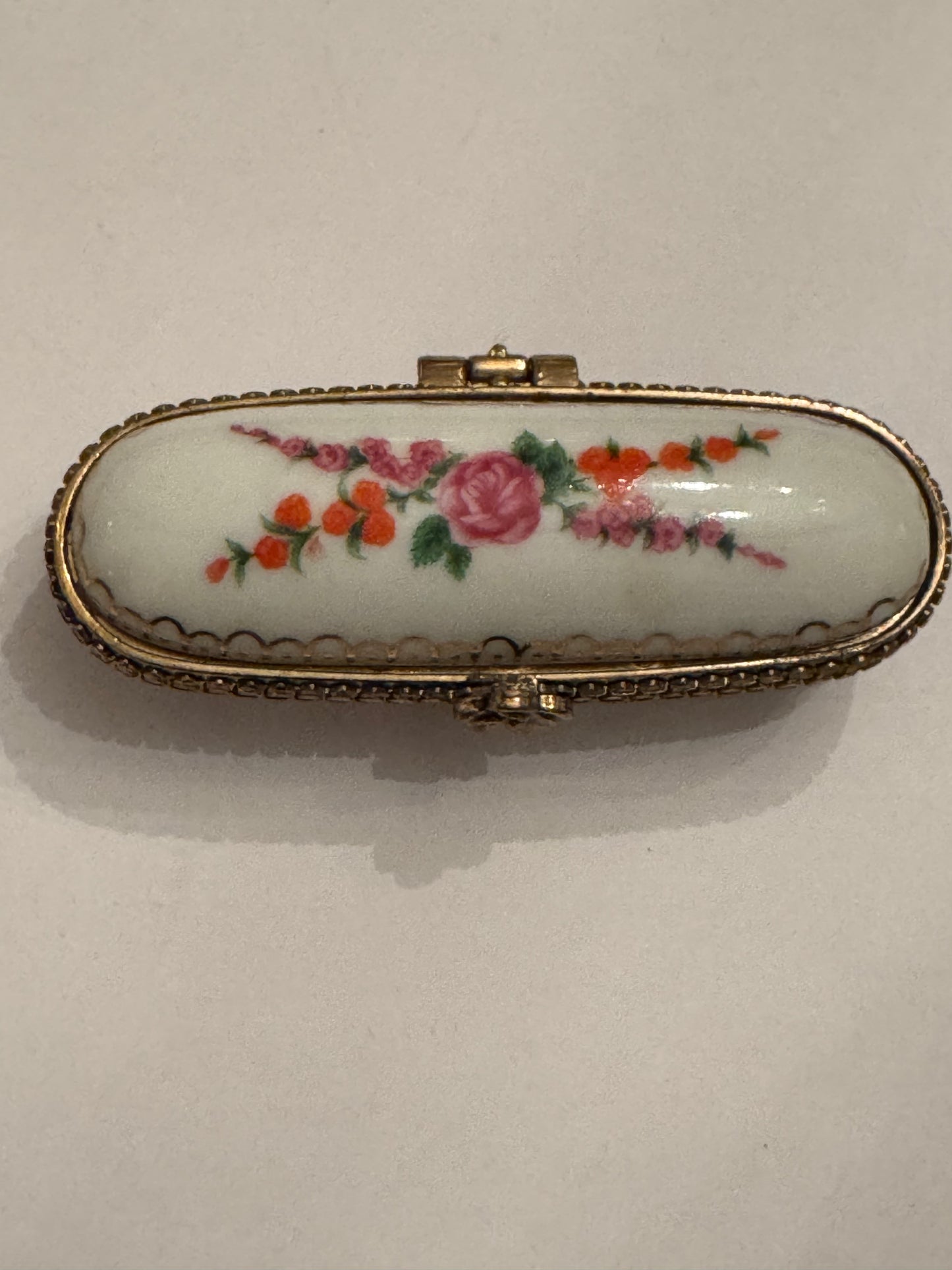 Porcelain hand painted trinket box