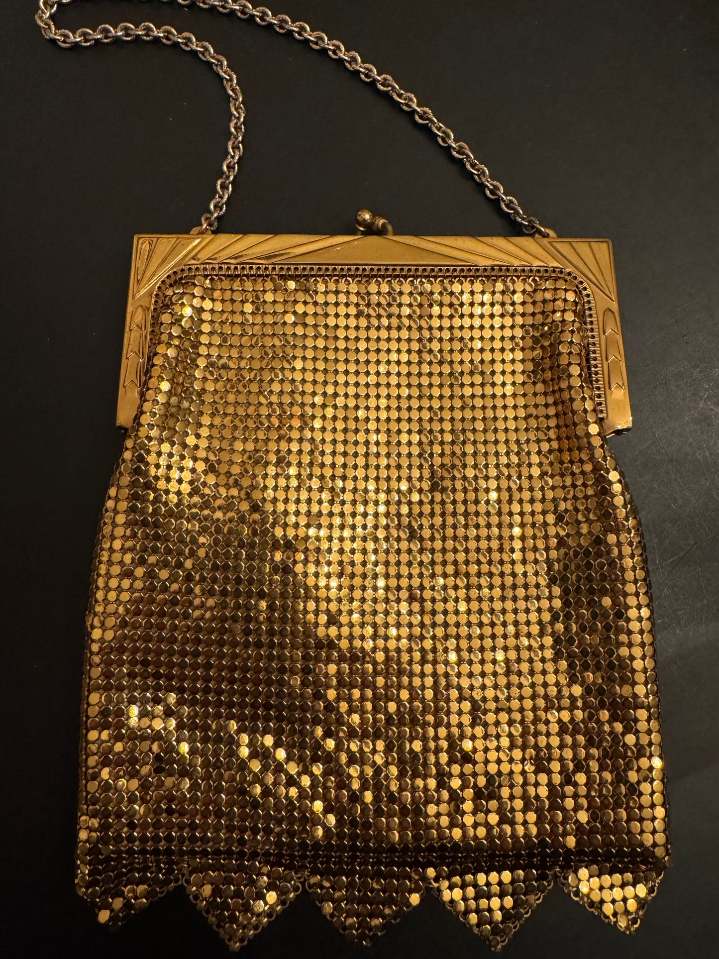 Vintage Whiting and Davis gold mesh bag