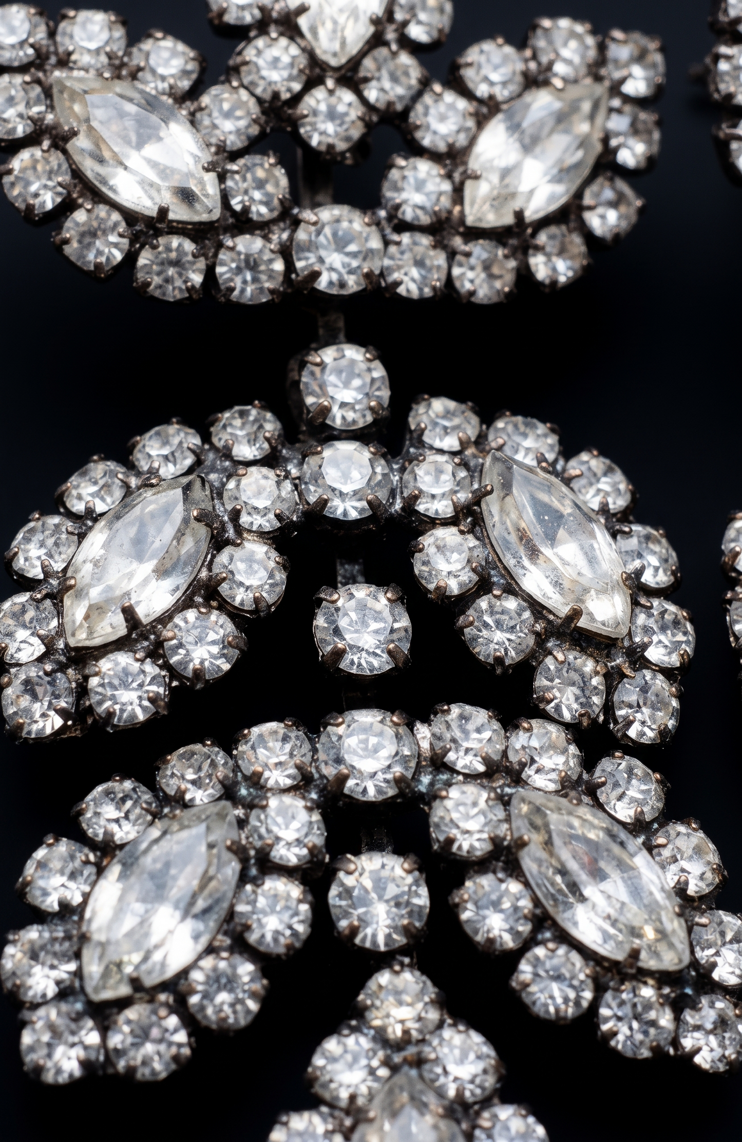 Vintage multi/layered rhinestone 1950s screw back earrings from the collection of Linda Fargo
