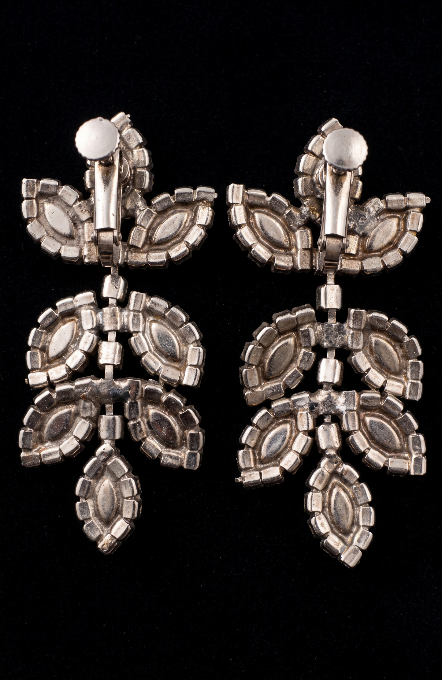 Vintage multi/layered rhinestone 1950s screw back earrings from the collection of Linda Fargo
