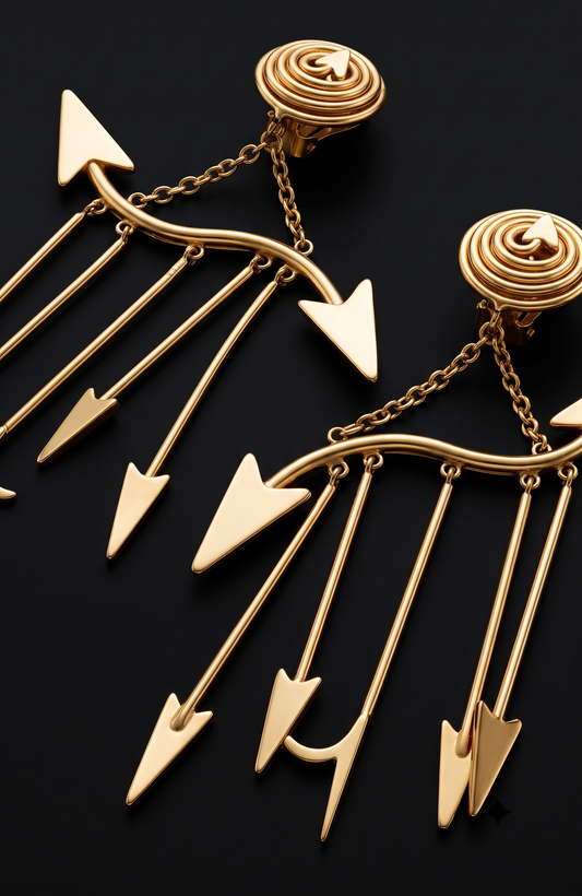 Signed Ugo Correani vintage gold-tone statement earrings.