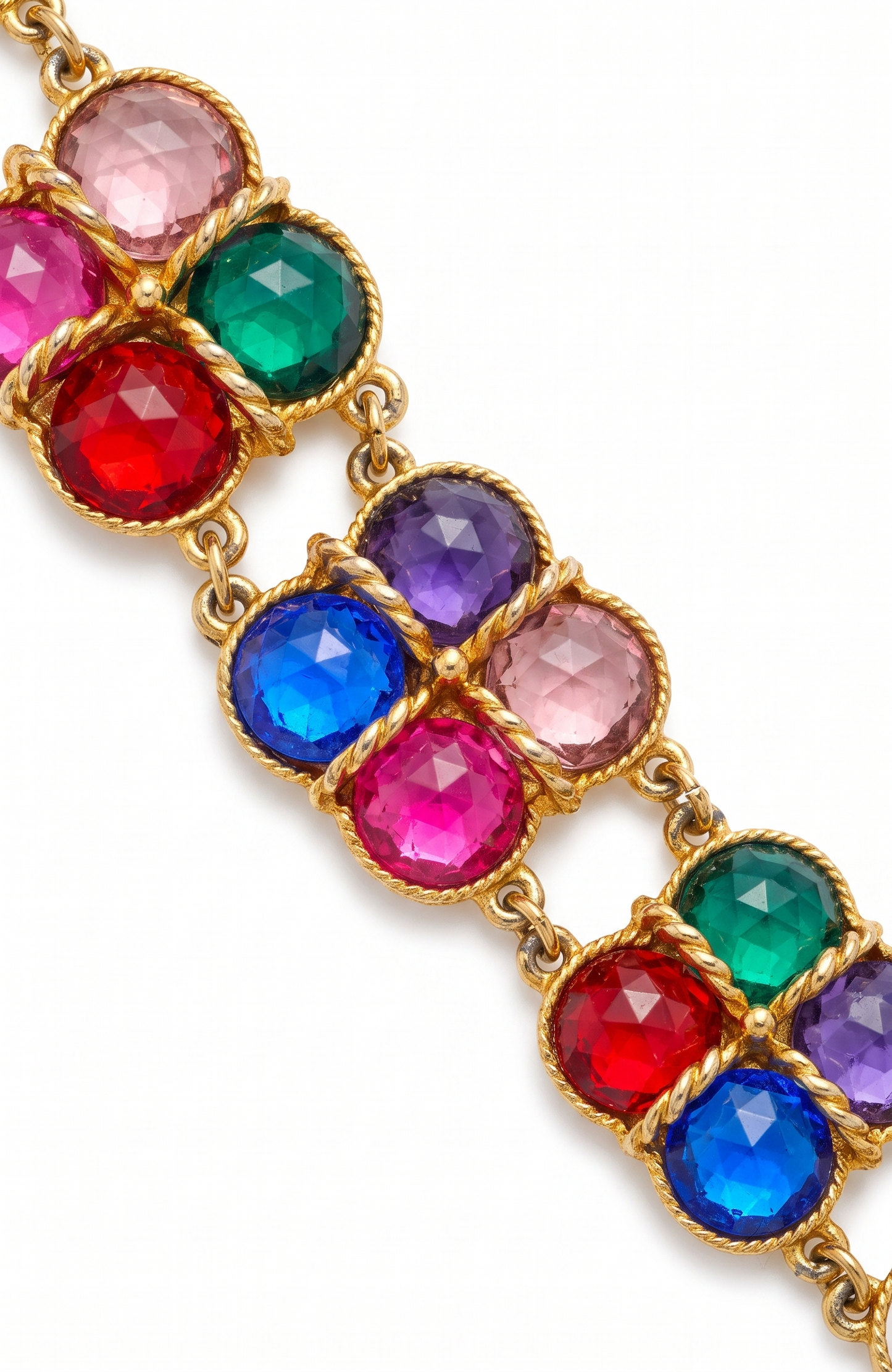 1960s colorful rhinestone gold tone bracelet