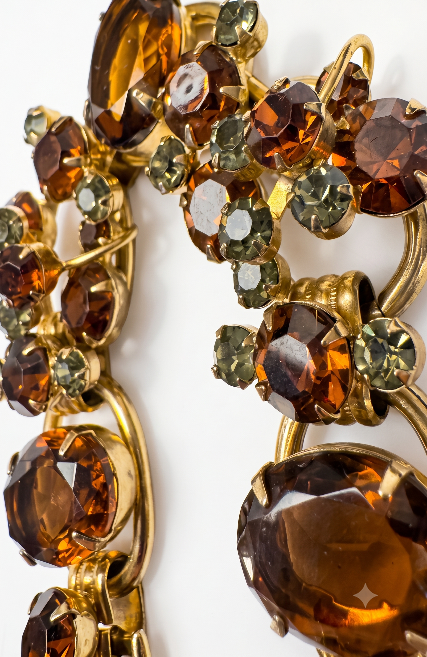 1950's RARE Juliana (D&E) Amber & Peridot Rhinestone Bracelet
