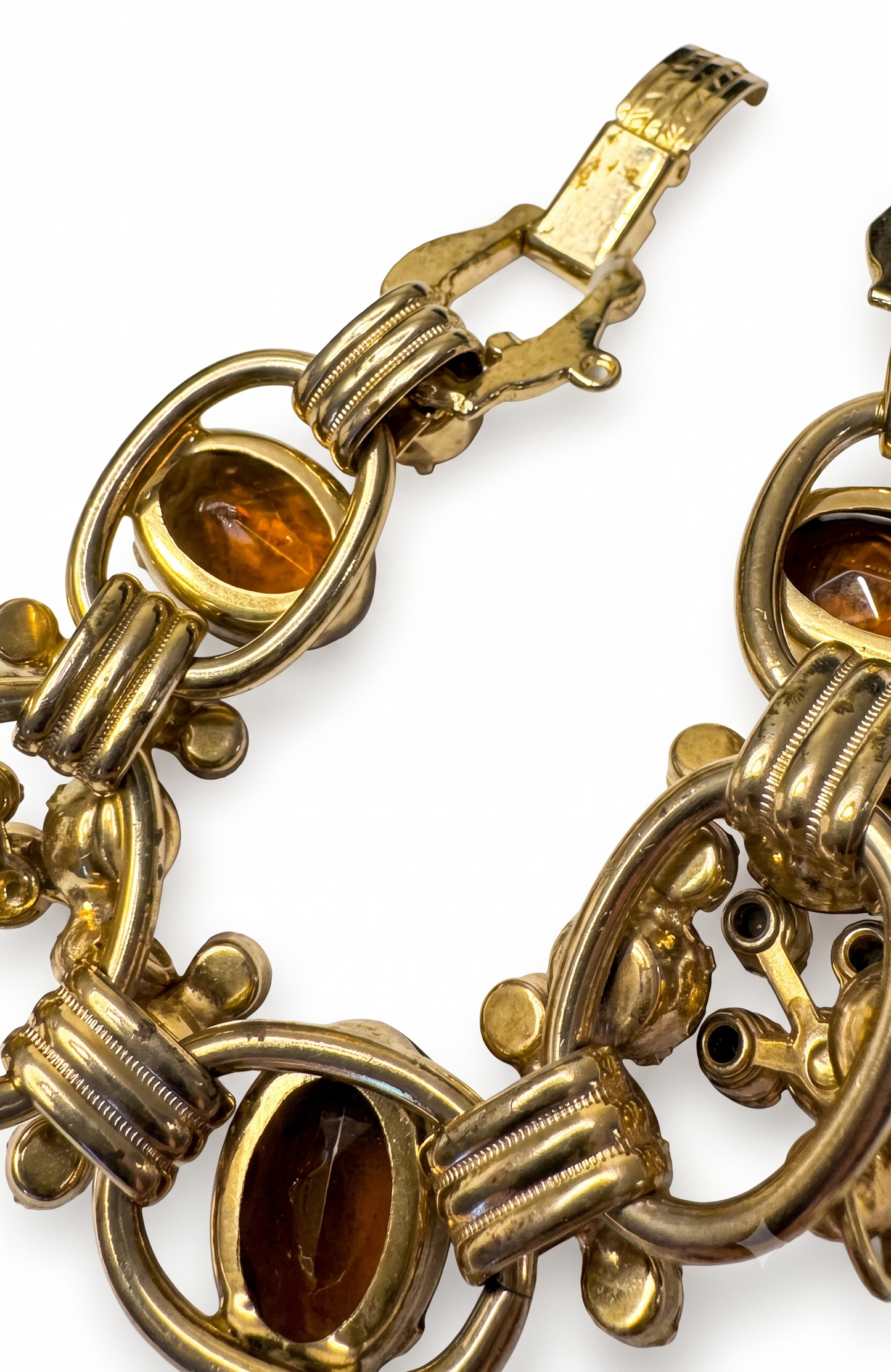 1950's RARE Juliana (D&E) Amber & Peridot Rhinestone Bracelet