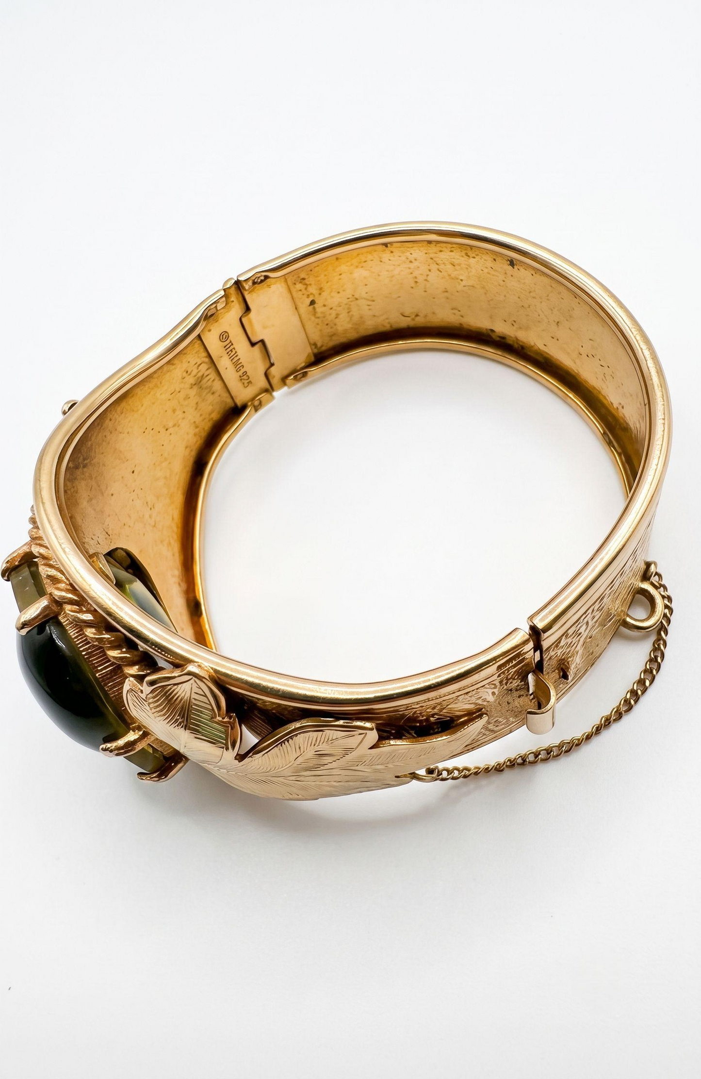 1960's Sarah Coventry Versaille Cuff Bracelet with Faceted Glass Givre Stone