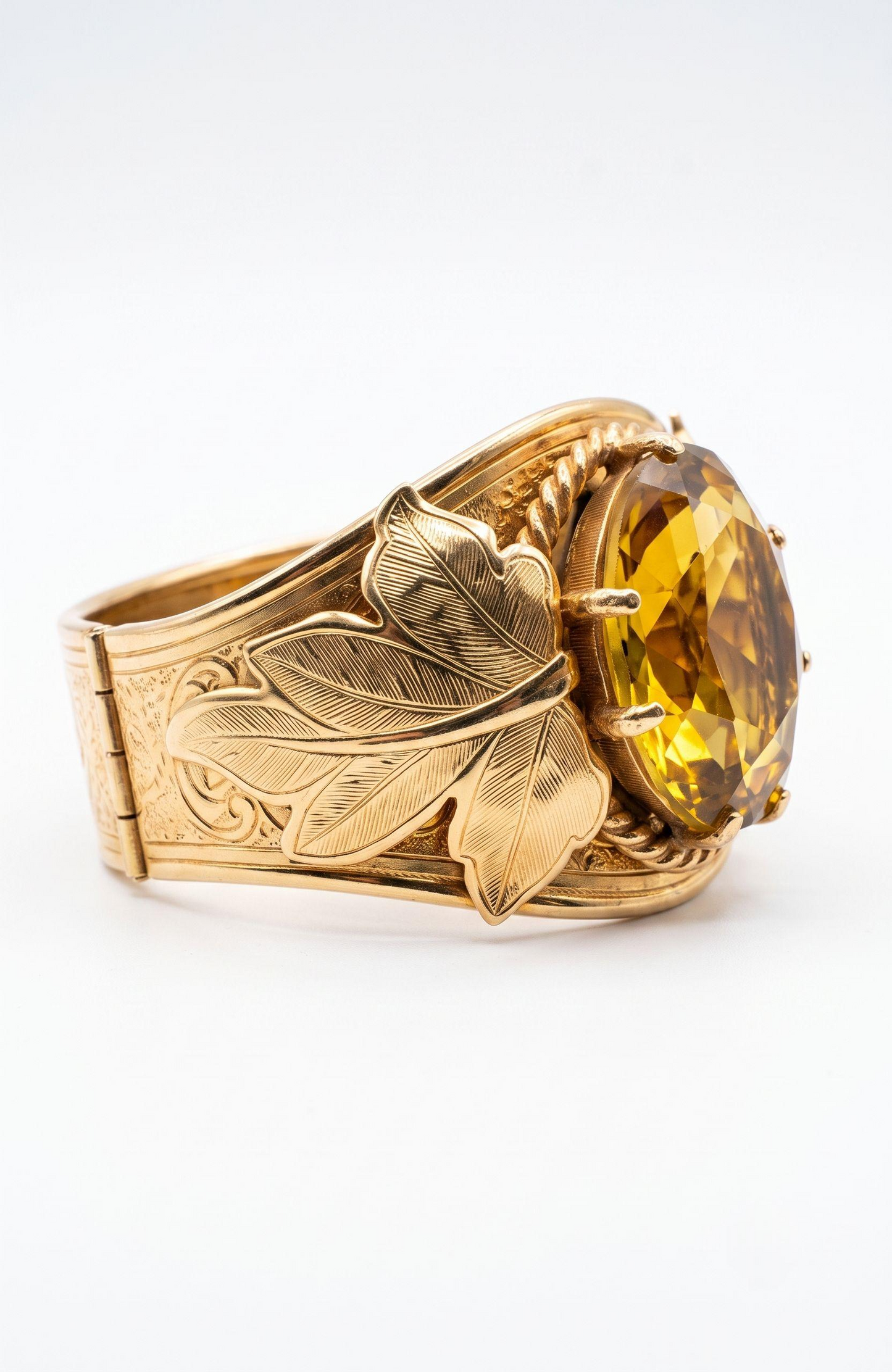 1960's Sarah Coventry Versaille Cuff Bracelet with Faceted Glass Givre Stone