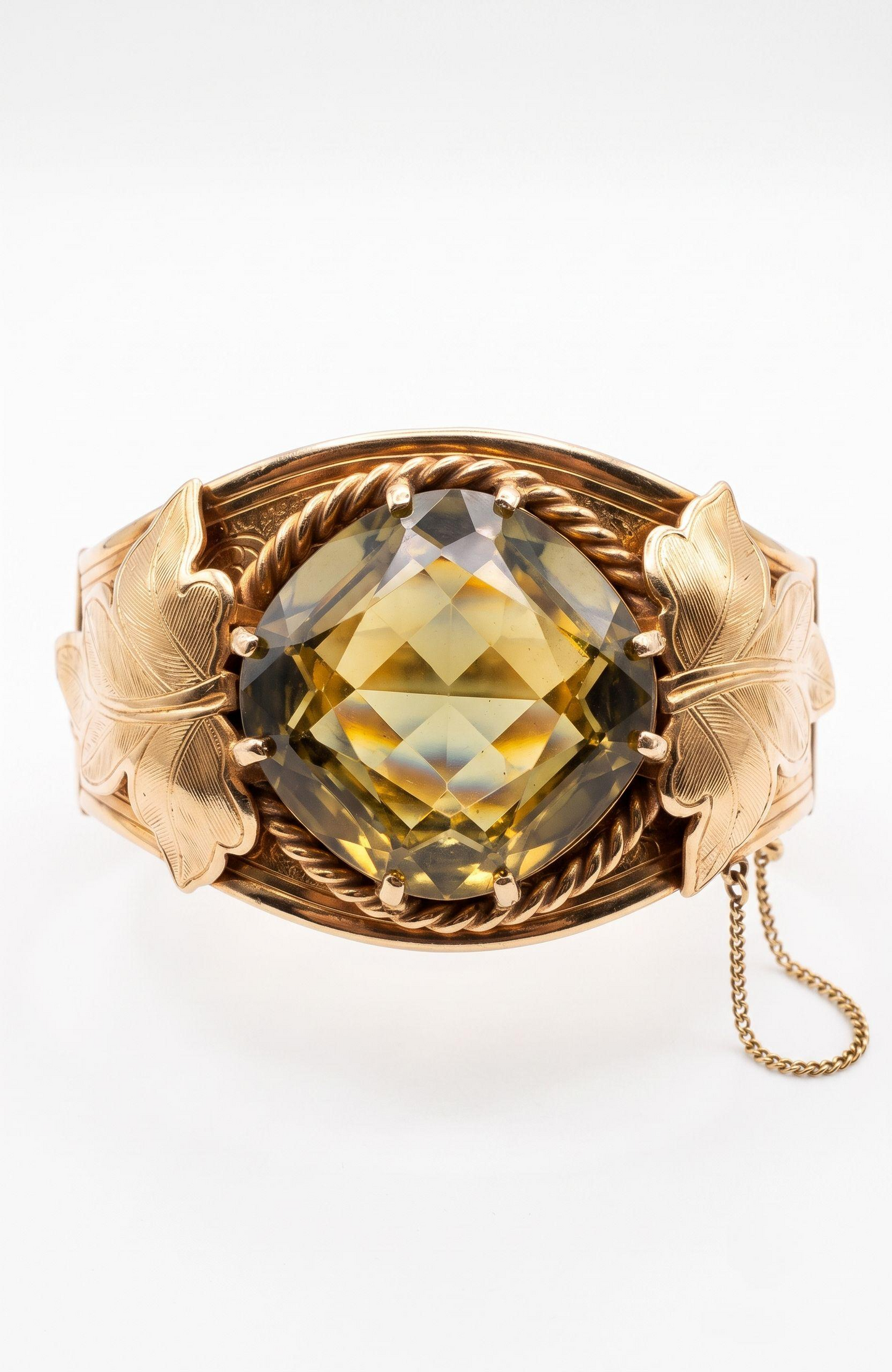 1960's Sarah Coventry Versaille Cuff Bracelet with Faceted Glass Givre Stone